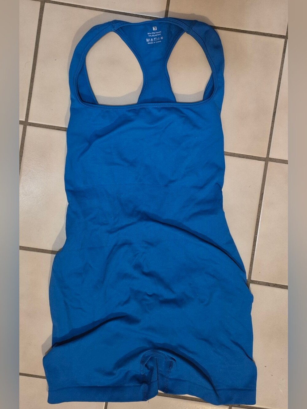 Gym Minute Blue Open Back Seamless Bodysuit S